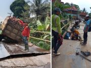 Dilewati Truk Sawit Milik PT SES, Jembatan di Desa Bumi Agung Langsung Jebol