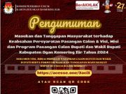 Terkait Keabsahan Para Paslon, KPU OKI Buka Masukan dan Tanggapan dari Masyarakat