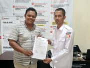 Relawan KM Bersama Tim Badan Advokasi Hukum MURI Laporkan Oknum Kades ke Bawaslu OKI