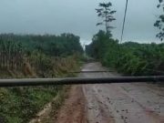 Empat Tiang Listrik Roboh, Akses Jalan Poros Dusun Talang Batin OKI Terputus