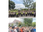 Polres Banyuasin Laksanakan Pengamanan dan Monitoring Aksi Masyarakat di Kantor Bupati