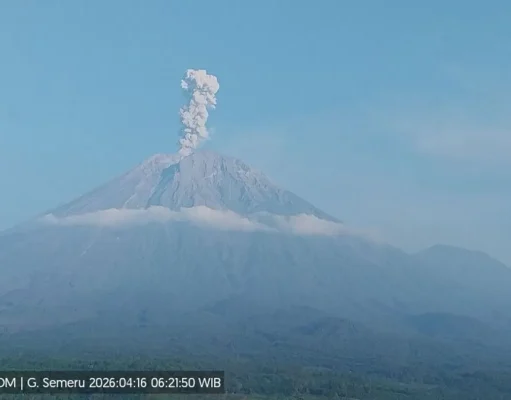 Semeru Meletus 5 Kali, Kolom Abu Capai 1,2 Km