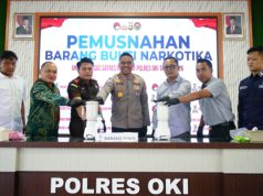 Sinergi Berantas Narkoba, Kapolres OKI Pimpin Pemusnahan 927 Gram Sabu