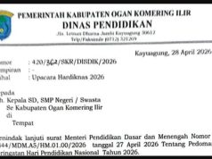 Disdik OKI Terbitkan Surat Edaran Peringatan Hari Pendidikan Nasional 2026